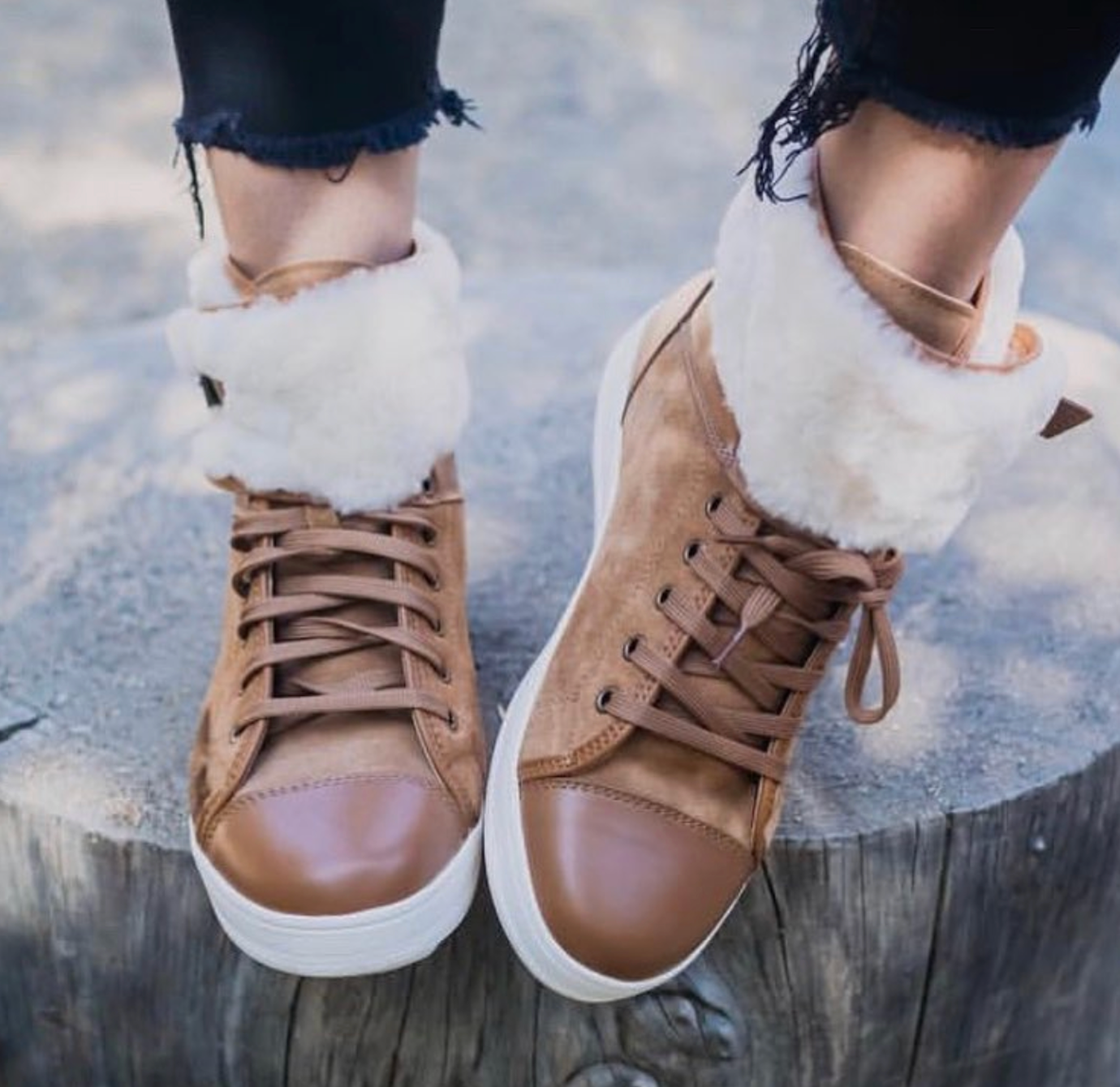 Womens fur lined high top top sneakers