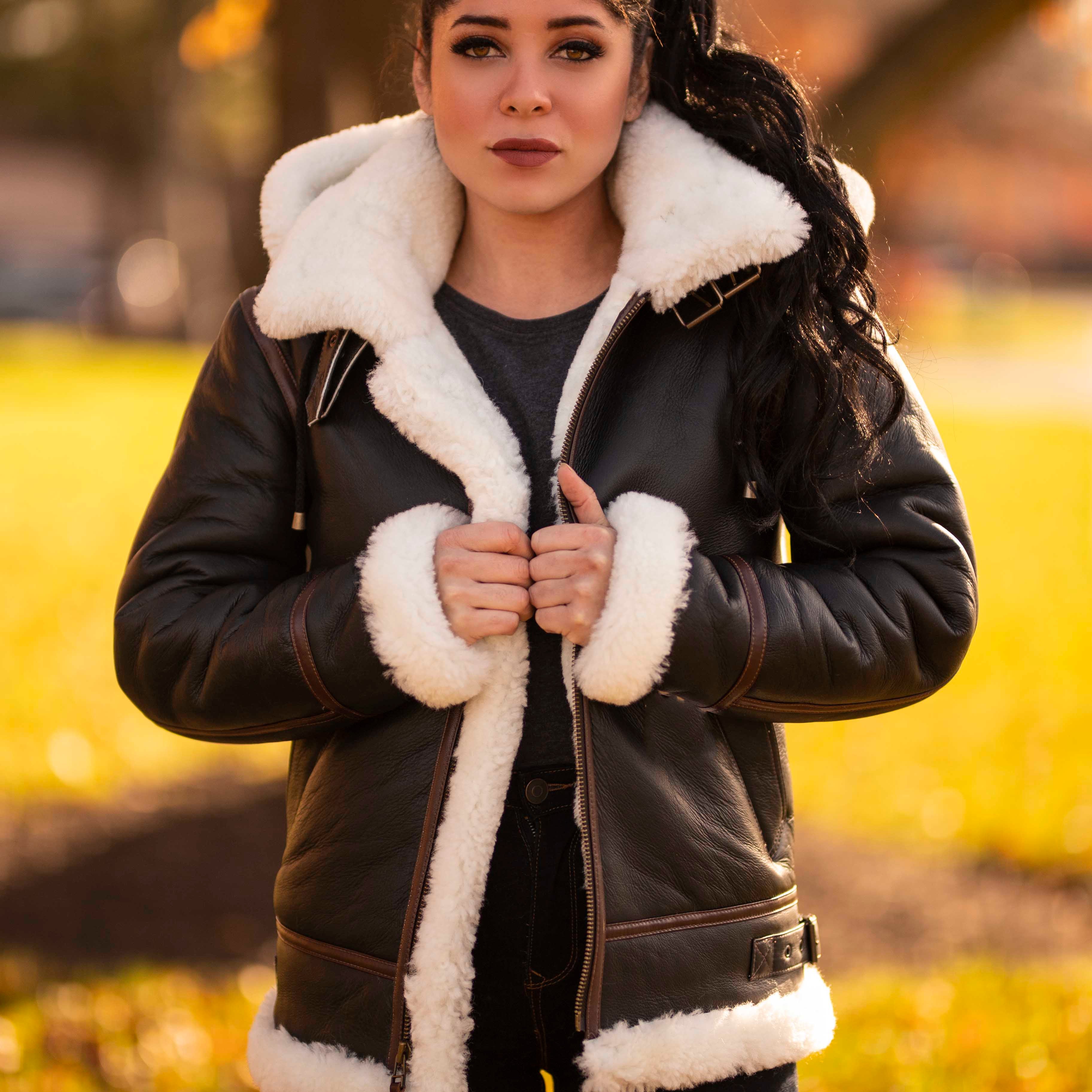 Women's Sheepskin Bomber Coat - Cloud Nine Sheepskin