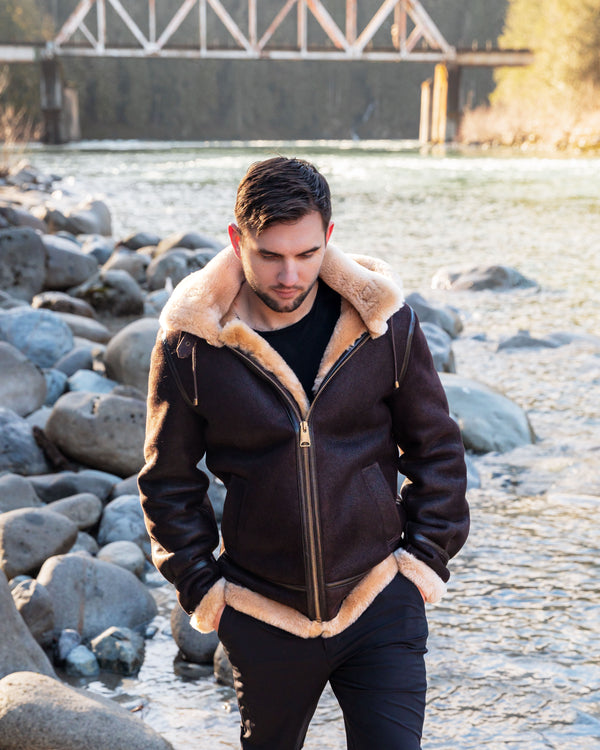 Mens Sheepskin Bomber Coat Cloud Nine Sheepskin