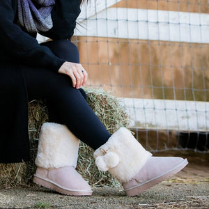 LADIES POM POM SHEEPSKIN BOOTS - Cloud Nine Sheepskin