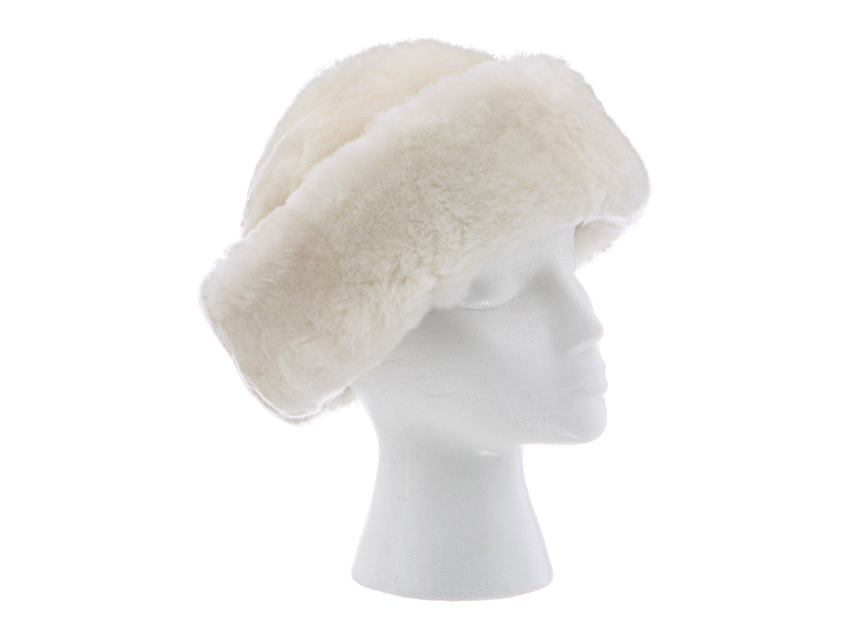 Australian Cloud Nine Genuine Shipskin Shearling Fur Winter Hat Ivory Sherpa L Sheared Comfort Sheepskin Mountie Hat in Tan and Natural  main image 4