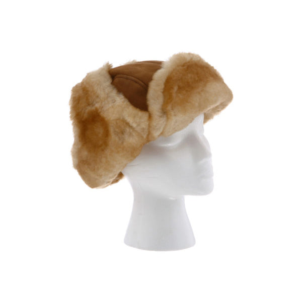 Shearling sheepskin trapper hat on sale
