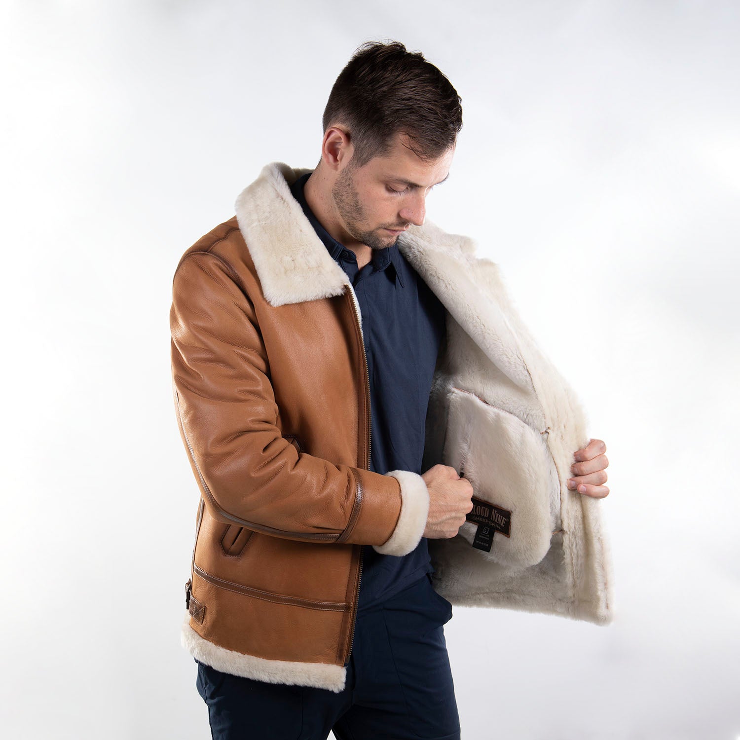 Mens Sheepskin Western Bomber Coat
